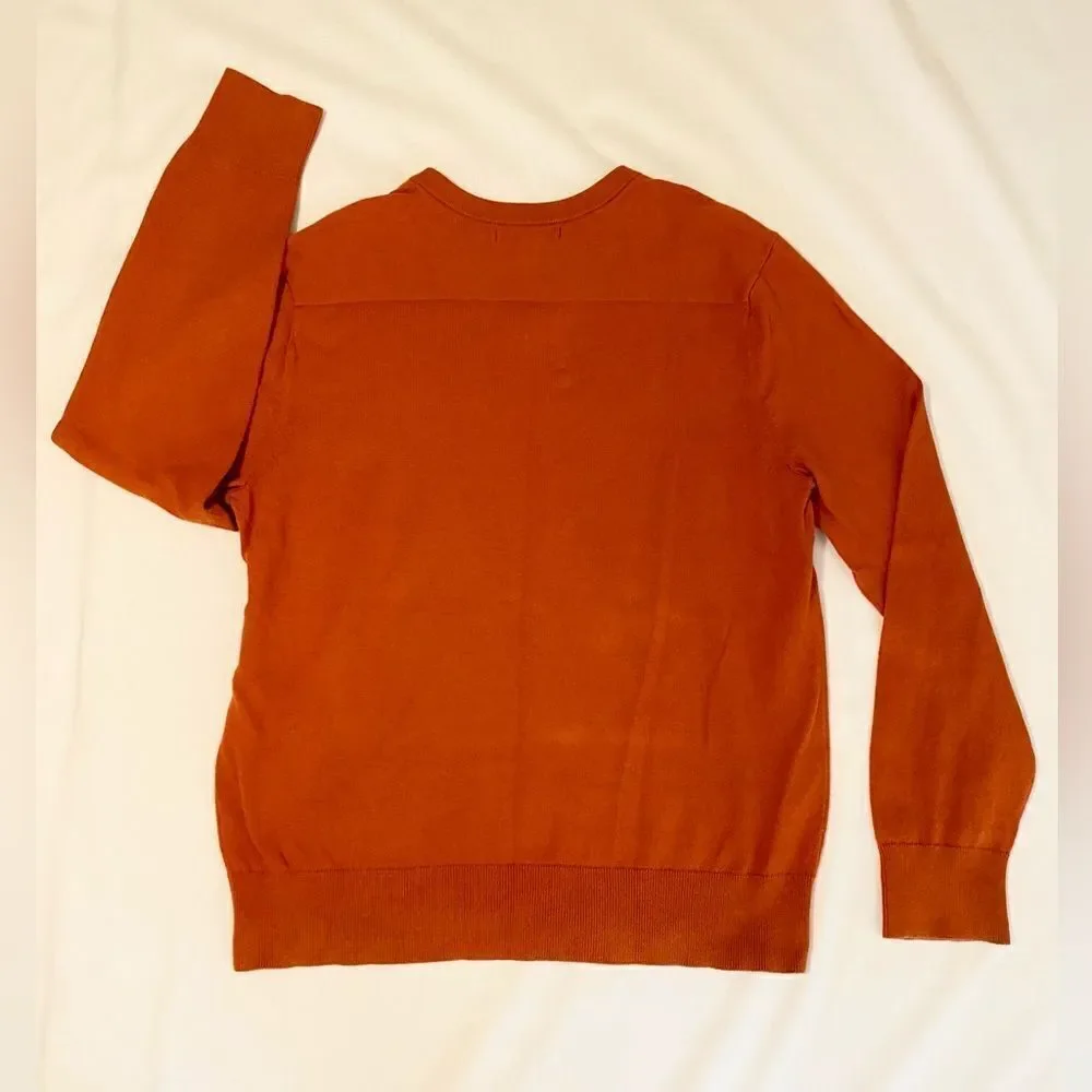 Banana Republic cotton cashmere orange v-neck sweater. Size Large